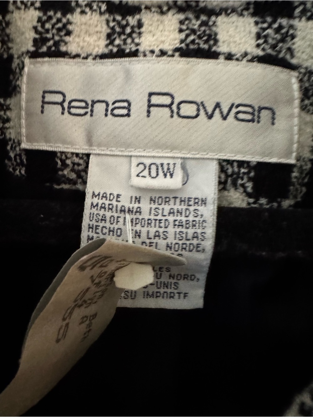 Rena Rowan Black & White Checked Wool-Blend Jacket Size 20w - Picture 3 of 4